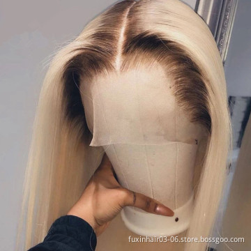 Buy Highlight 1b Honey Brown Color Straight Full Lace Bob Pixie Cut Straight Human Hair Short Lace Front Wigs for Black Women